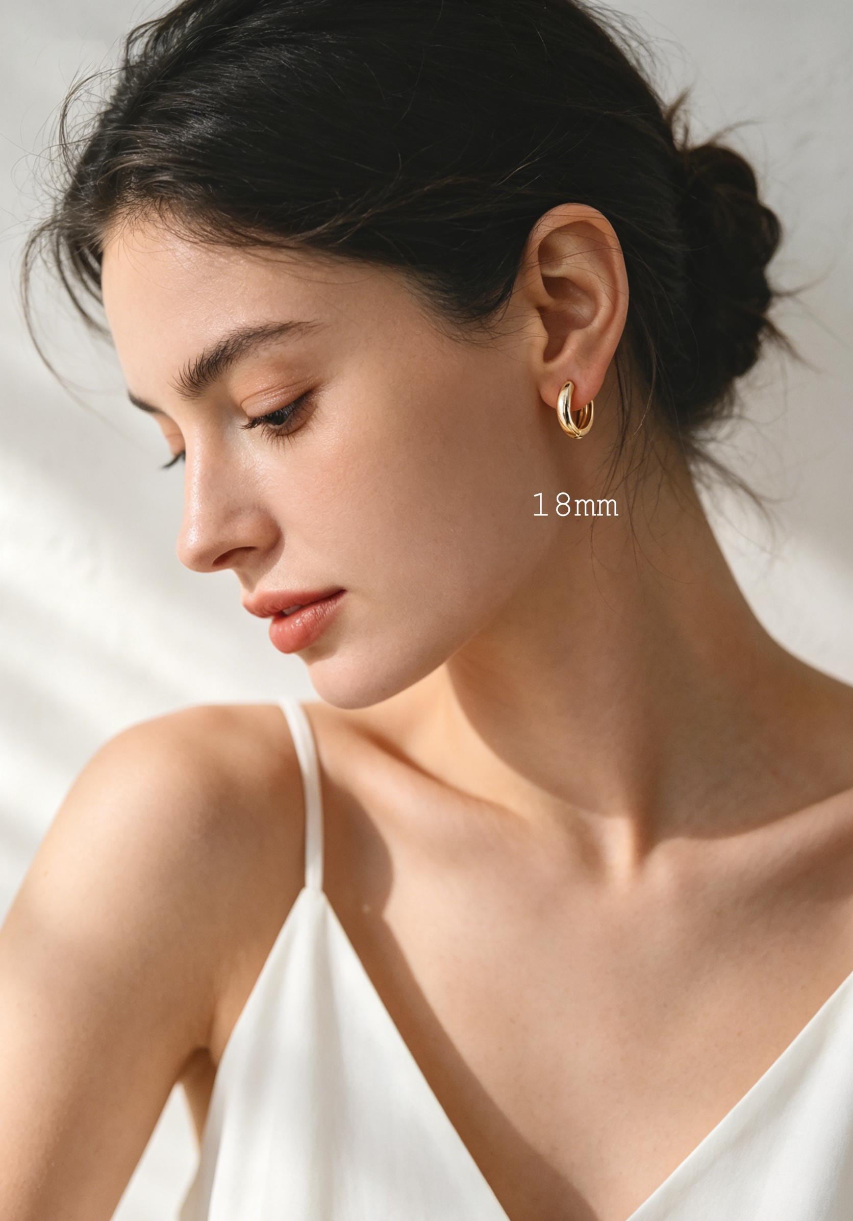 Gold/ Silver Tone Hoop Earrings, 14/ 16/ 18mm, Gold/ Rhodium plated Huggie Earrings, Small Hoop Earrings (GB-1678)